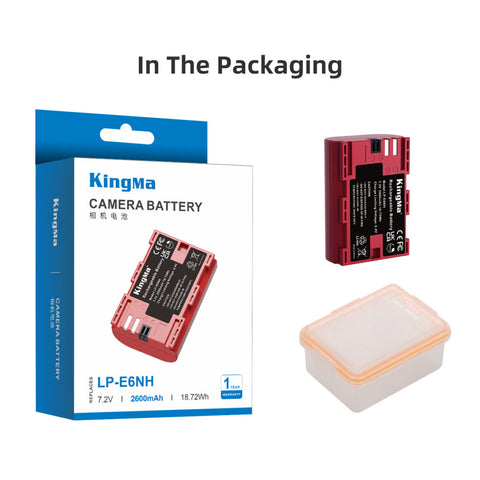 KingMa LP-E6NH Camera Battery for Canon 2600mAh with Case