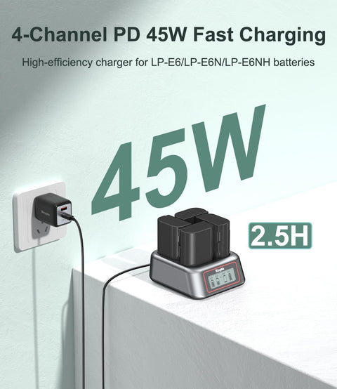 KingMa BM069 4-Bay USB-C Charger for Canon LP-E6NH