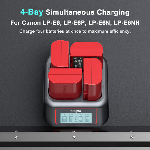 KingMa BM069 4-Bay USB-C Charger for Canon LP-E6NH