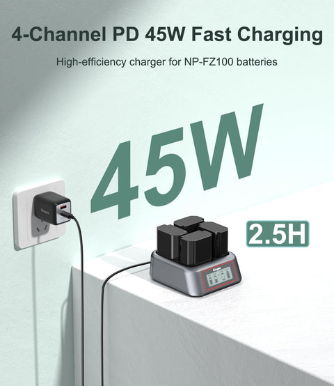 KingMa BM069 4-Bay USB-C Charger for Sony NP-FZ100