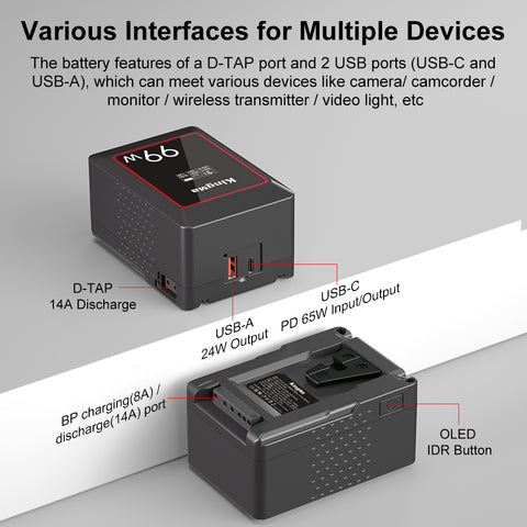 KingMa KM-VK99 99Wh Mini V-Mount Battery with OLED Display