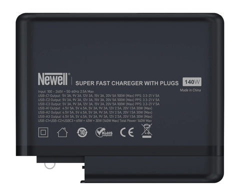 Newell GaN 140W USB-C Fast Charger – 6-Port with Worldwide Plug