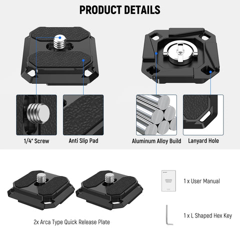 Neewer QPR-5 Arca-Type Quick Release Plate 38mm 2-Pack