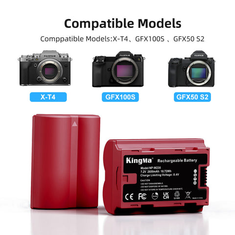 KingMa NP-W235 Camera Battery for Fujifilm 2600mAh with Case