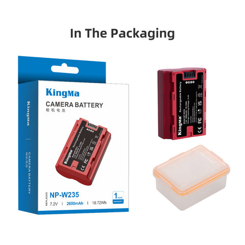KingMa NP-W235 Camera Battery for Fujifilm 2600mAh with Case