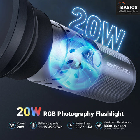 Neewer Basics FL20 20W RGB Portable LED Photo & Video Flashlight