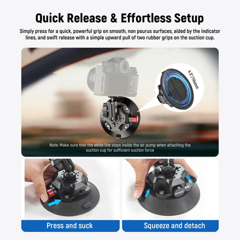 Neewer CA105 3-inch Suction Cup Mount with Dual Ball Head Magic Arm