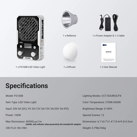Neewer FS100B 100W Ultra-Compact Bi-Colour LED Video Light