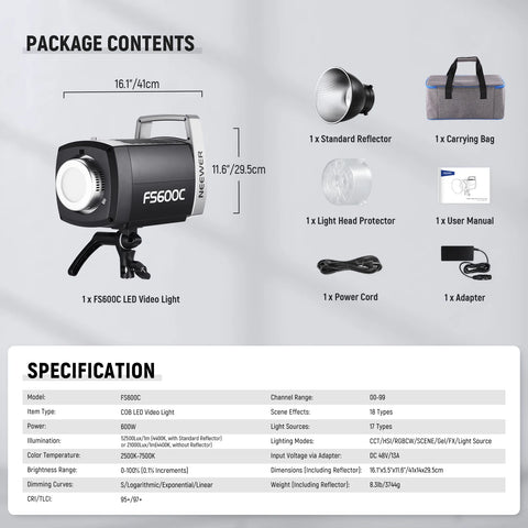 Neewer FS600C 600W RGB COB LED Video Light
