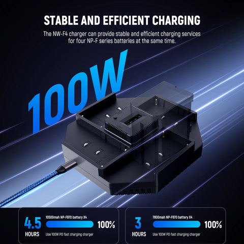 Neewer NW-F4 100W 4-Channel Fast Charger for Sony NP-F Batteries