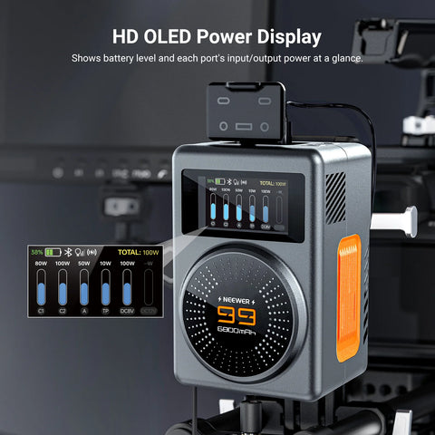 Neewer PS099U 99Wh Mini V-Mount Battery 100W PD & Wireless Charging