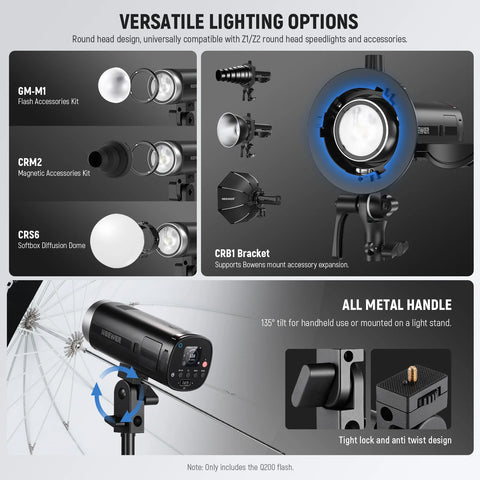 Neewer Q200 200Ws 2.4G TTL Outdoor Battery Flash