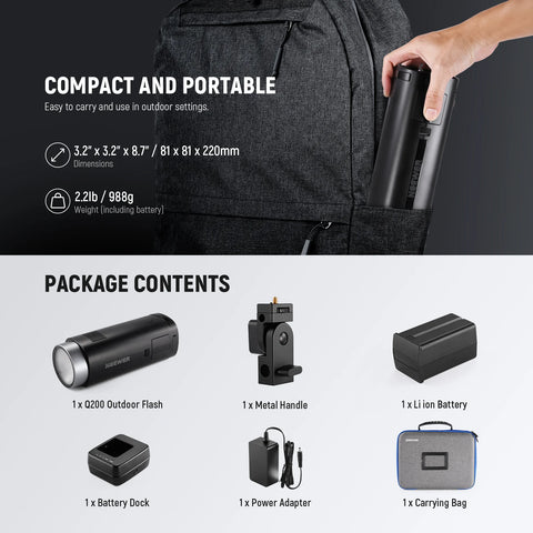 Neewer Q200 200Ws 2.4G TTL Outdoor Battery Flash