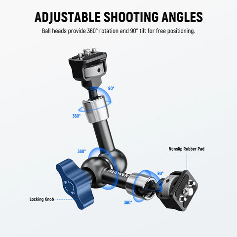 Neewer ST07 Articulating Magic Arm with ARRI Pins Dual Ball Head
