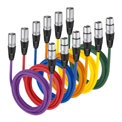 Neewer 6-Colour 2m XLR Cable Set Male to Female Balanced Audio 6-Pack