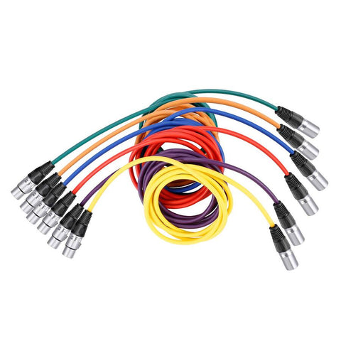 Neewer 6-Colour 2m XLR Cable Set Male to Female Balanced Audio 6-Pack