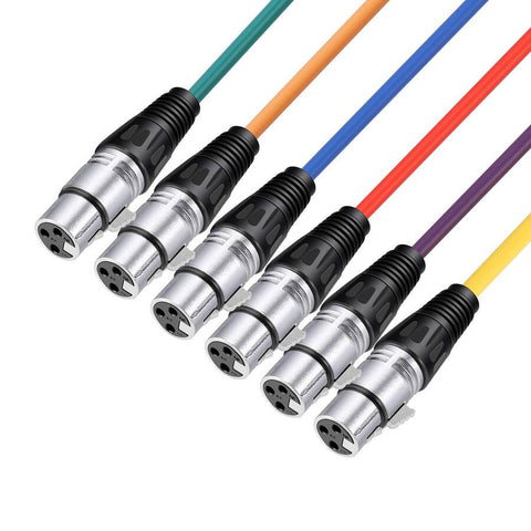 Neewer 6-Colour 2m XLR Cable Set Male to Female Balanced Audio 6-Pack