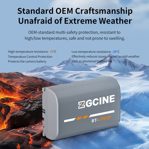 ZGCINE BT-LPE6P Battery for Canon LP-E6P 2600mAh