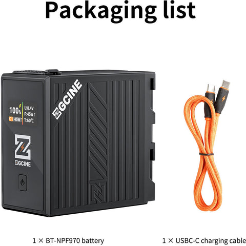 ZGCINE BT-NPF970 NP-F970 Battery 70Wh USB-C D-Tap