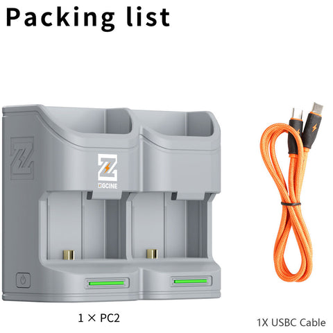 ZGCINE PC2-LPE6 Travel Charging Case for Canon LP-E6 LP-E6NH LP-E6P (Grey)