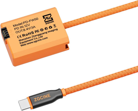 ZGCINE PD-FW50 USB-C PD to Sony NP-FW50 Dummy Battery Cable 60cm