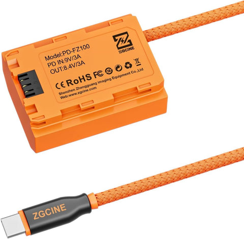 ZGCINE PD-FZ100 USB-C PD to Sony NP-FZ100 Dummy Battery Cable 60cm