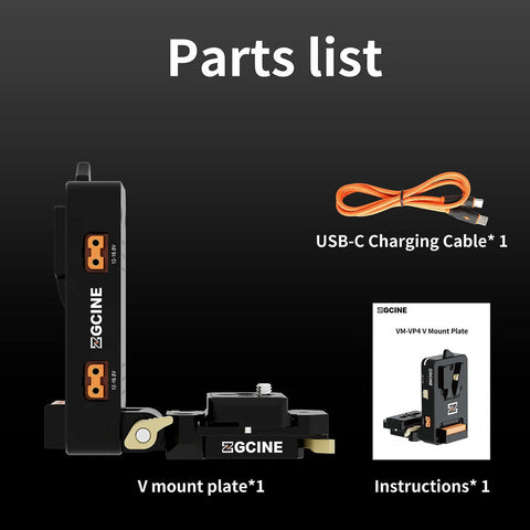 ZGCINE VM-VP4 Quick Release V-Mount Battery Plate USB-C D-Tap
