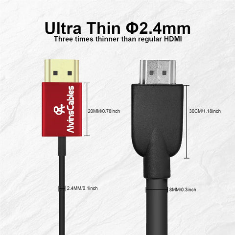 Alvins Cables 8K 2.1 Full HDMI Cable Ultrathin 30cm / Straight-Straight