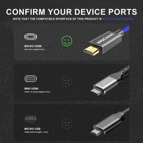 Alvins Cables 8K 2.1 Micro HDMI to HDMI Coiled Cable — Braided Blue