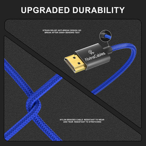 Alvins Cables 8K 2.1 Micro HDMI to HDMI Coiled Cable — Braided Blue