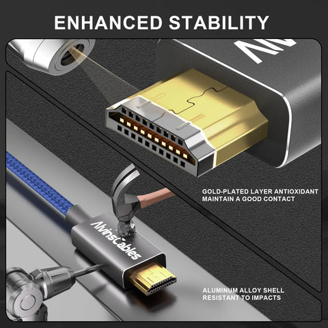 Alvins Cables 8K 2.1 Micro HDMI to HDMI Coiled Cable — Braided Blue