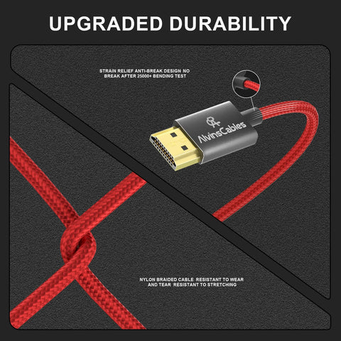 Alvins Cables 8K 2.1 Micro HDMI to Full HDMI Braided Coiled — Red