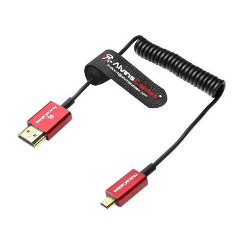 Alvins Cables 8K 2.1 Micro HDMI to HDMI Ultra-Thin Coiled