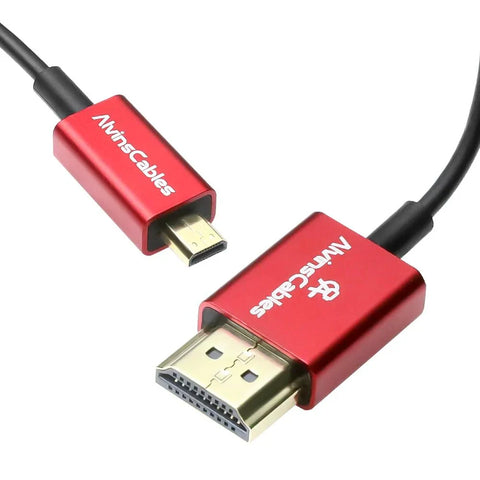 Alvins Cables 8K 2.1 Micro HDMI to HDMI Ultra-Thin Coiled