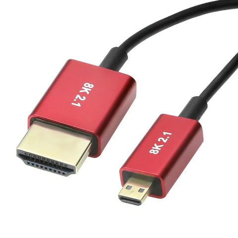 Alvins Cables 8K 2.1 Micro HDMI to HDMI Ultra-Thin Coiled