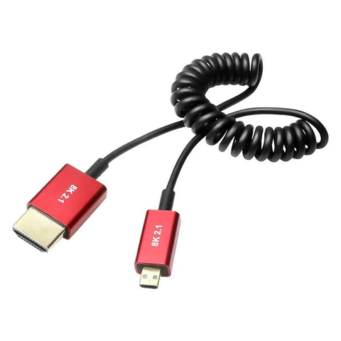 Alvins Cables 8K 2.1 Micro HDMI to HDMI Ultra-Thin Coiled
