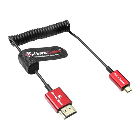 Alvins Cables 8K 2.1 Micro HDMI to HDMI Ultra-Thin Coiled