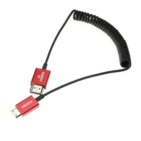 Alvins Cables 8K 2.1 Mini HDMI to HDMI Coiled Cable (Nikon D3200/D810/Z6II/Z7II)