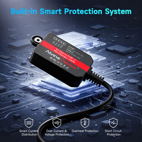 Alvins Cables D-tap to USB-C PD Bidirectional Cable (100W 24cm)