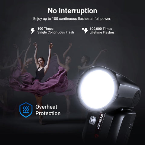 Neewer Z2PROS TTL Round Head Flash Speedlite With 3000Mah Lithium Battery