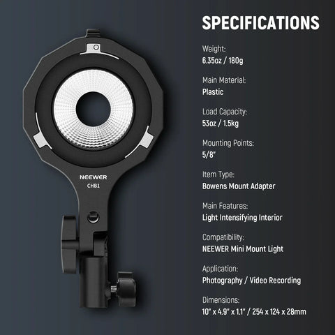 Neewer Chb1 Bowens Mount Adapter Holder for Hs60b/hb60c Handheld Video Light • Camerastuff • South Africa