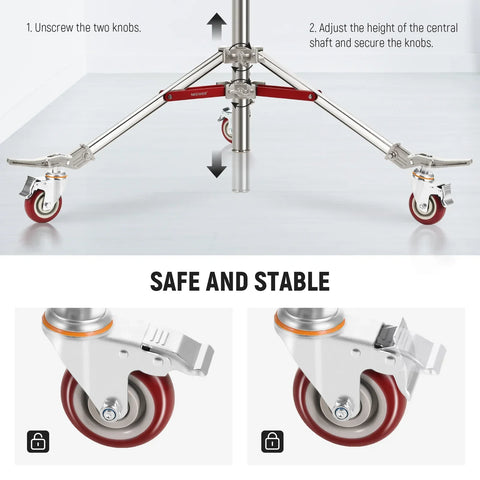 Neewer St240ss 240cm Heavy Duty Stainless Steel Light Stand with Casters • Camerastuff • South Africa