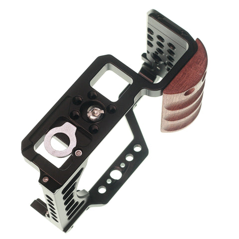 Camerastuff Aluminium Camera Cage with Wooden Handle for Sony Zv-e1 • Camerastuff • South Africa
