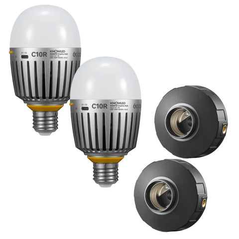 Godox Bundle | 2 x C10r Rgb Creative Light Bulb + Magnetic Lamp Base