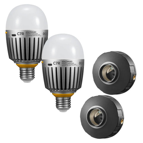 Godox Bundle | 2 x C7r Rgb Creative Light Bulb + Magnetic Lamp Base