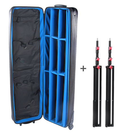 Camerastuff Heavy Duty Trolley C-Stand Case (143 x 40 x 22cm) + 2 x 260cm Light Stands