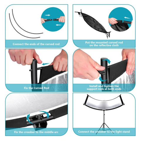 Neewer 4-in-1 155cm Clamshell Curved Reflector With Carry Bag