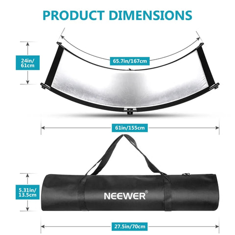Neewer 4-in-1 155cm Clamshell Curved Reflector With Carry Bag