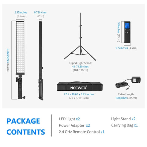 Neewer Bh-20rgb-2.4g 2-pack Remote Control Rgb Led Light Stick Kit