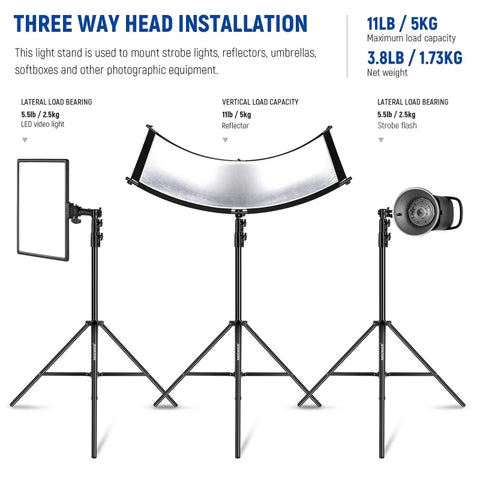 Neewer St260c 260cm Heavy Duty Aluminum Alloy Stand Air Cushioned Light